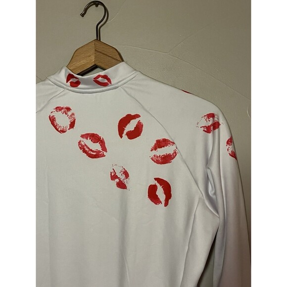 Bicycle Booth BB Fleece Lined White Hot Lips Kiss‎ Cycling Jersey, Women's Large - Picture 8 of 8